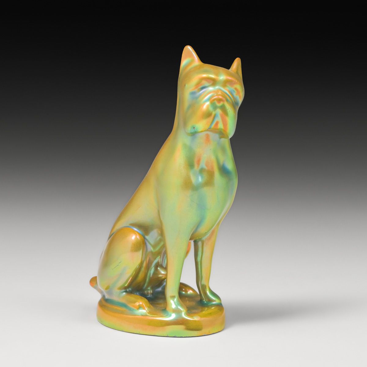 Zsolnay - Hungary Iridescent Boxer Dog c1920s