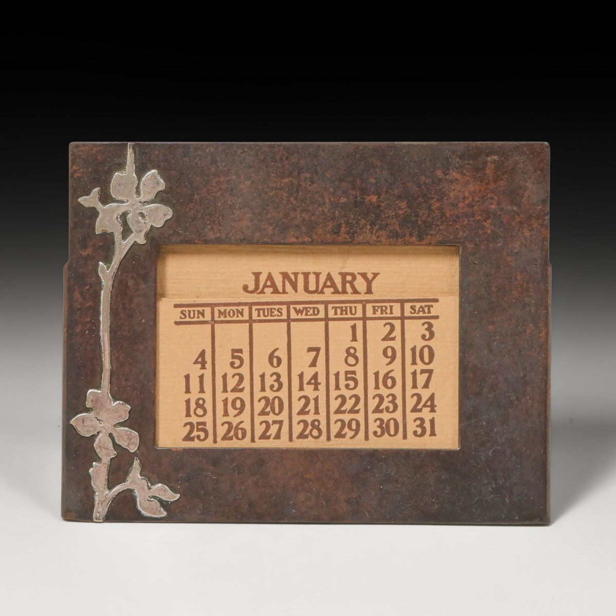 Heintz Sterling on Bronze Desk Calendar c1910