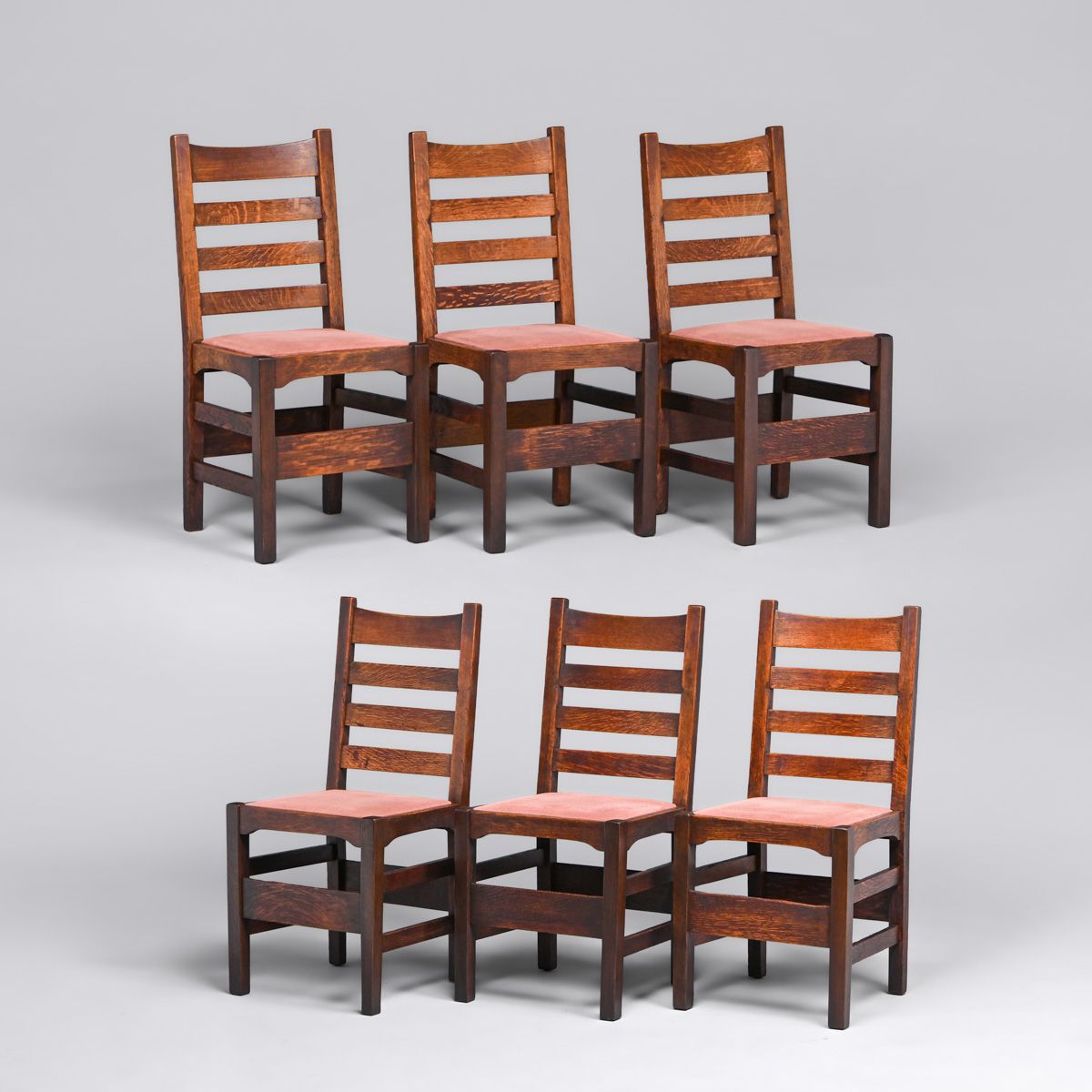Early Gustav Stickley Tall Ladderback Dining Chairs c1902