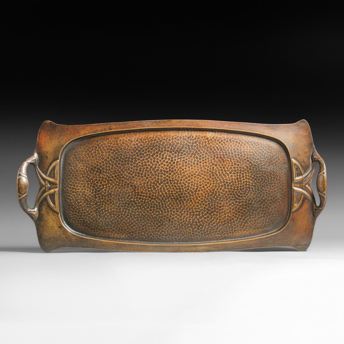 WMF - German Hammered Copper & Brass Two-Handled Tray c1905