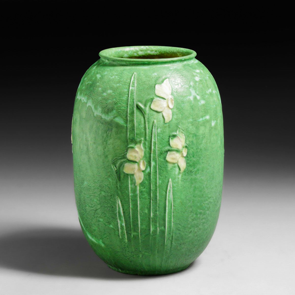 Grueby Pottery Two-Color Daffodil Vase c1905