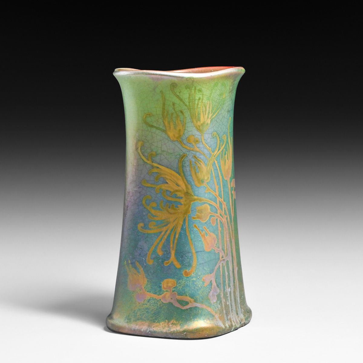 Weller Sicard Peacock Feather Iridescent Vase c1905