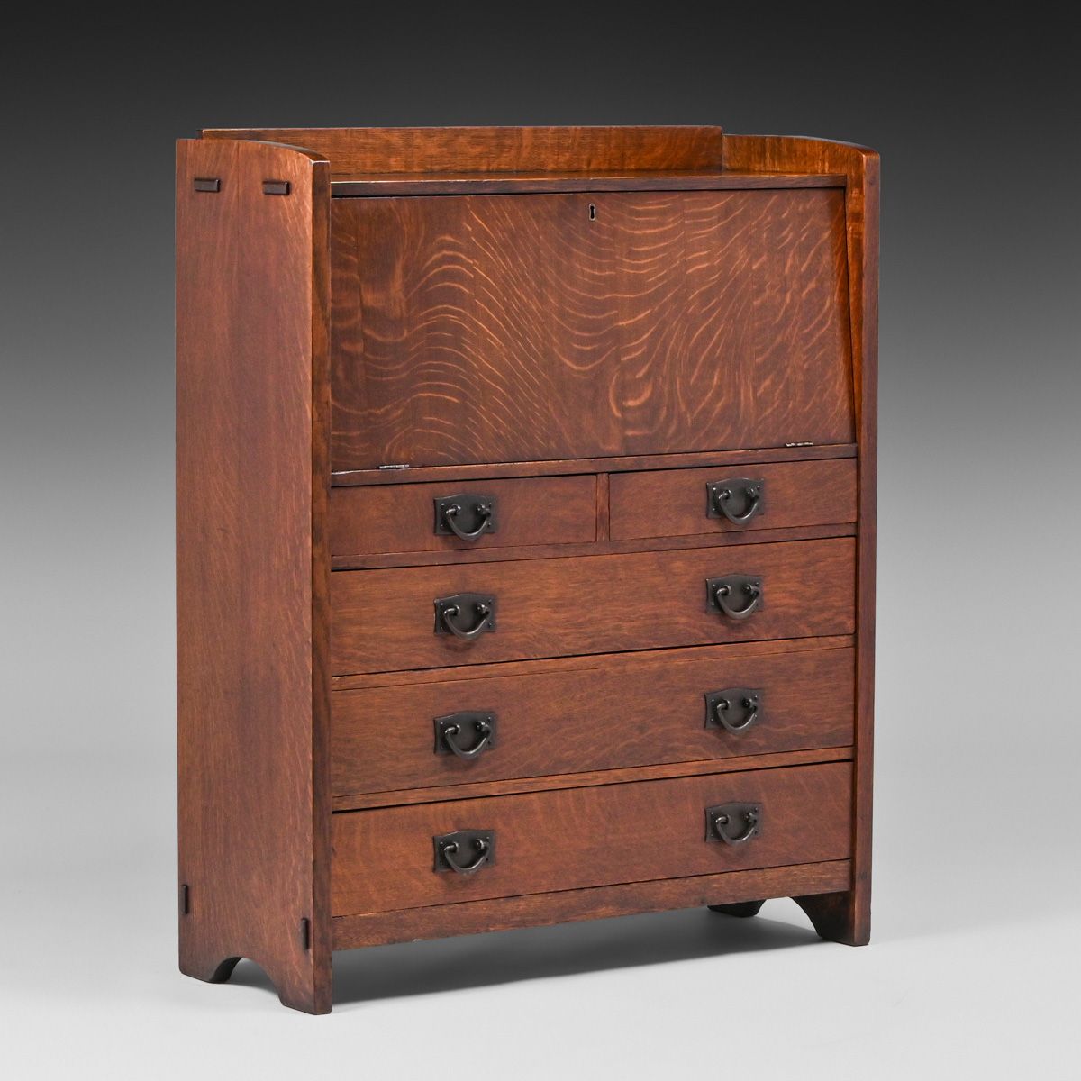 Gustav Stickley Five-Drawer Dropfront Desk c1910