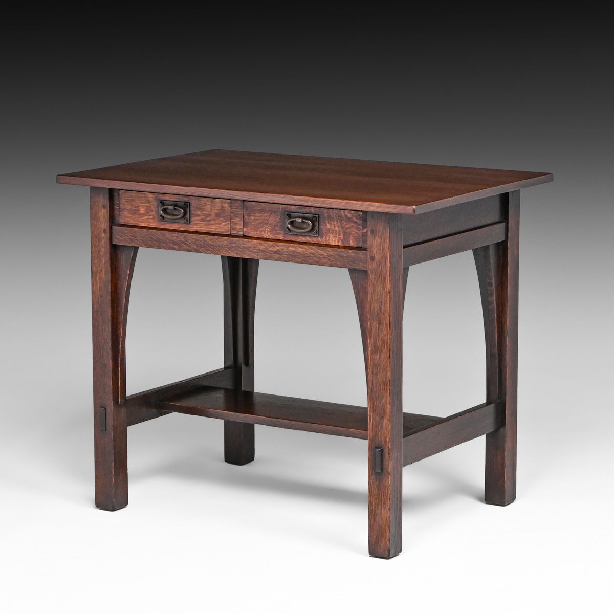 Gustav Stickley Small Two-Drawer Library Table c1910