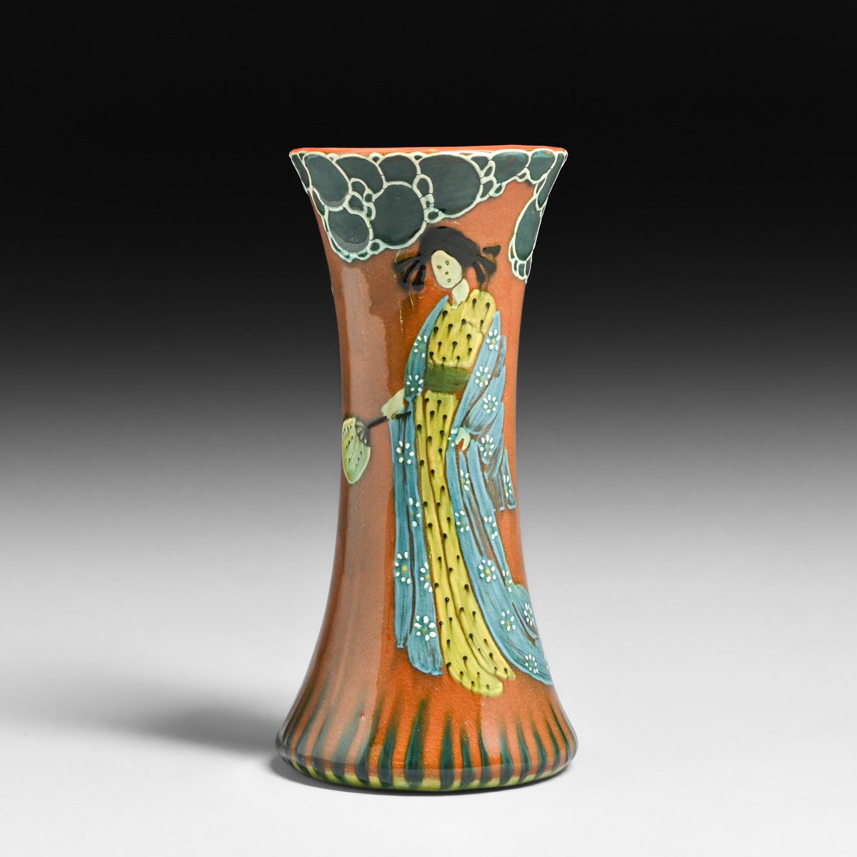 Weller Jap Birdimal Frederick Rhead Geisha Vase c1903