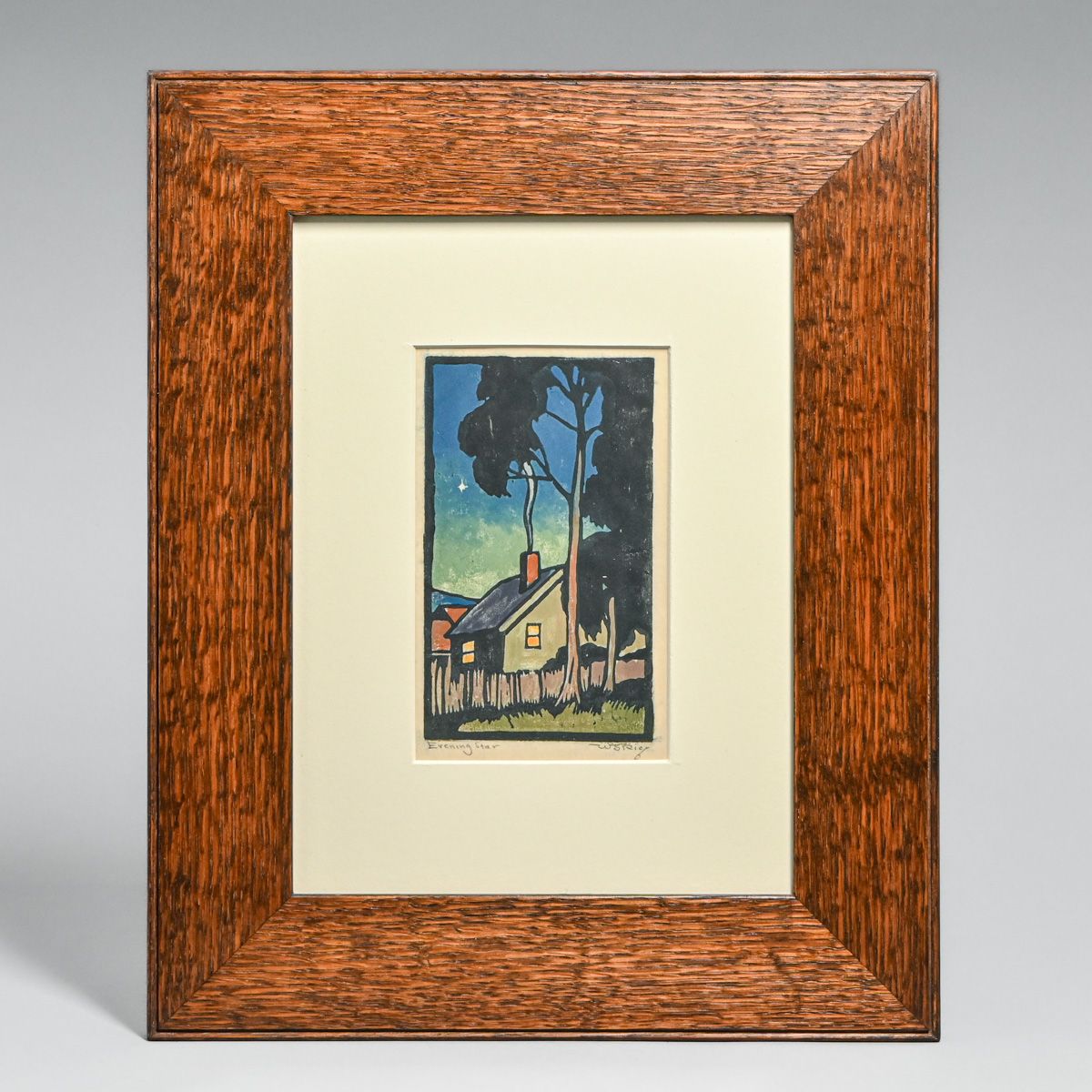 William Rice (1873-1963) Color Woodcut "Evening Star" c1920