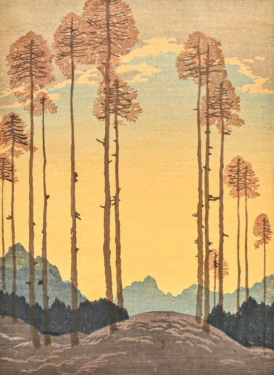 Engelbert Lap (Austrian 1886-1970) Color Woodcut "Autumn Morning" c1925