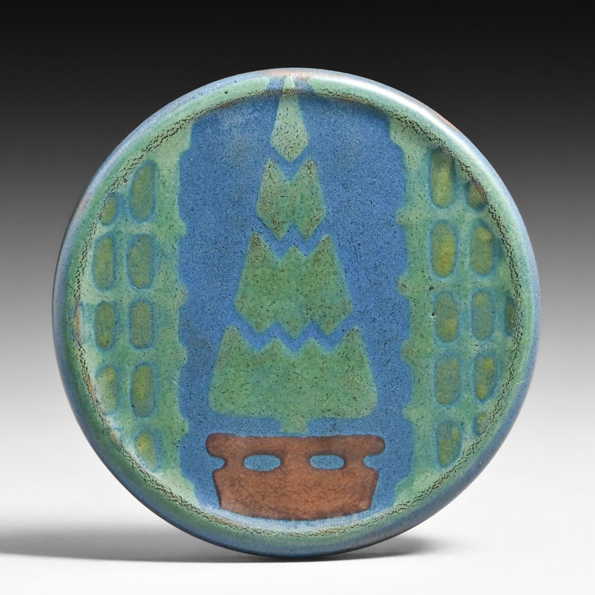 Rare California Faience Matte Glaze Christmas Tree Tile c1915-1920