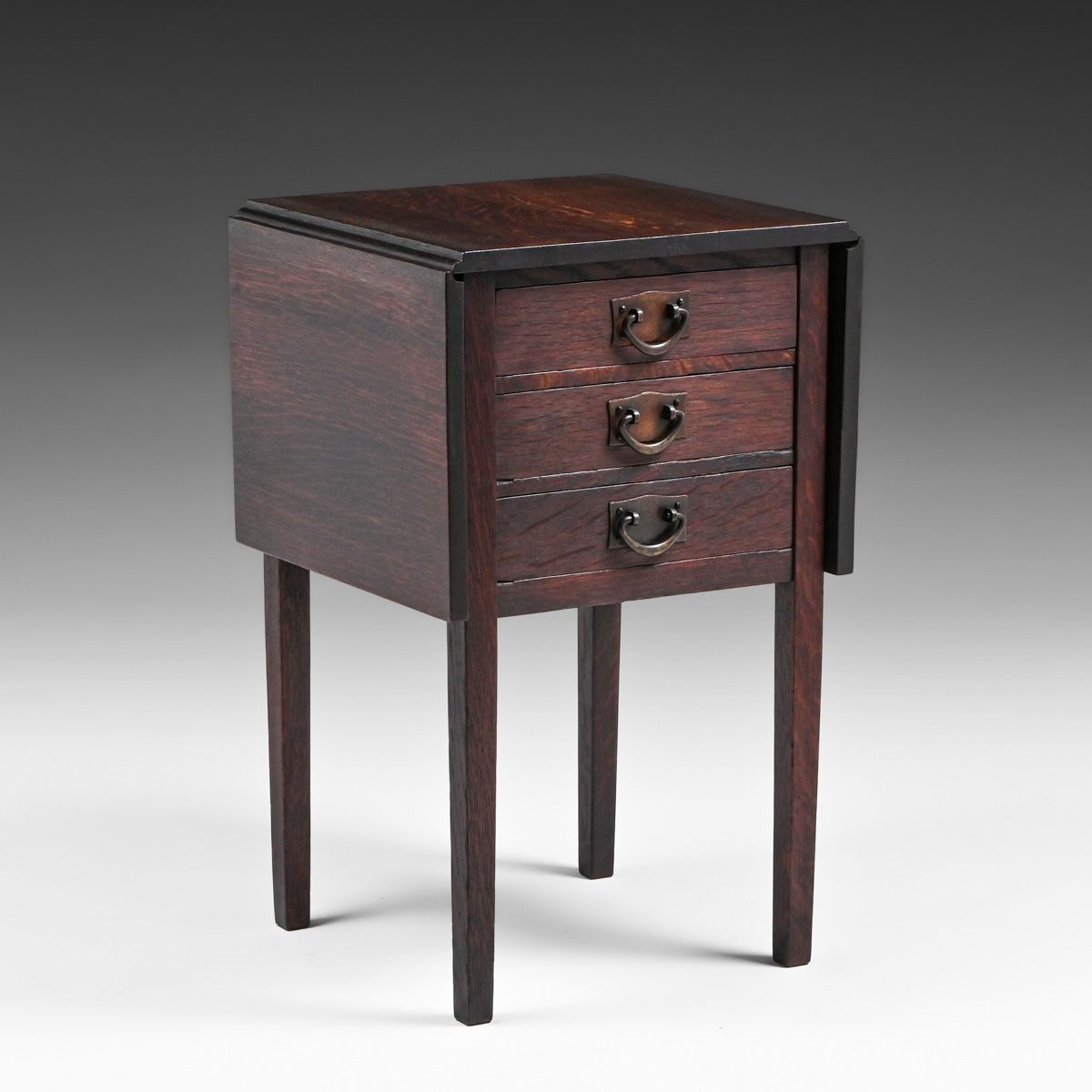 Gustav Stickley Three-Drawer Drop-Leaf Table c1910