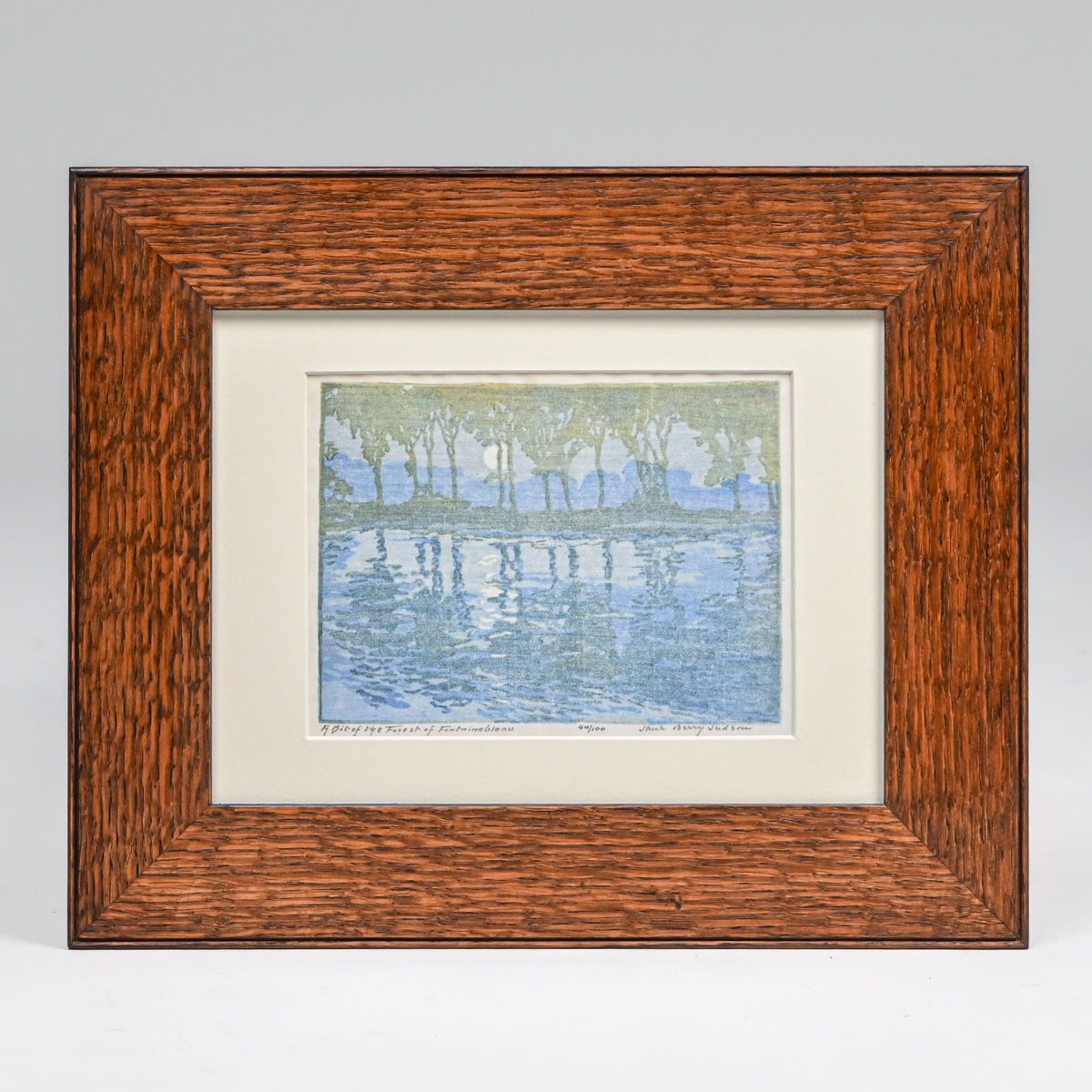 Jane Berry Judson (1868-1935) Color Woodcut "A Bit of the Forest of Fontainebleau" c1920s