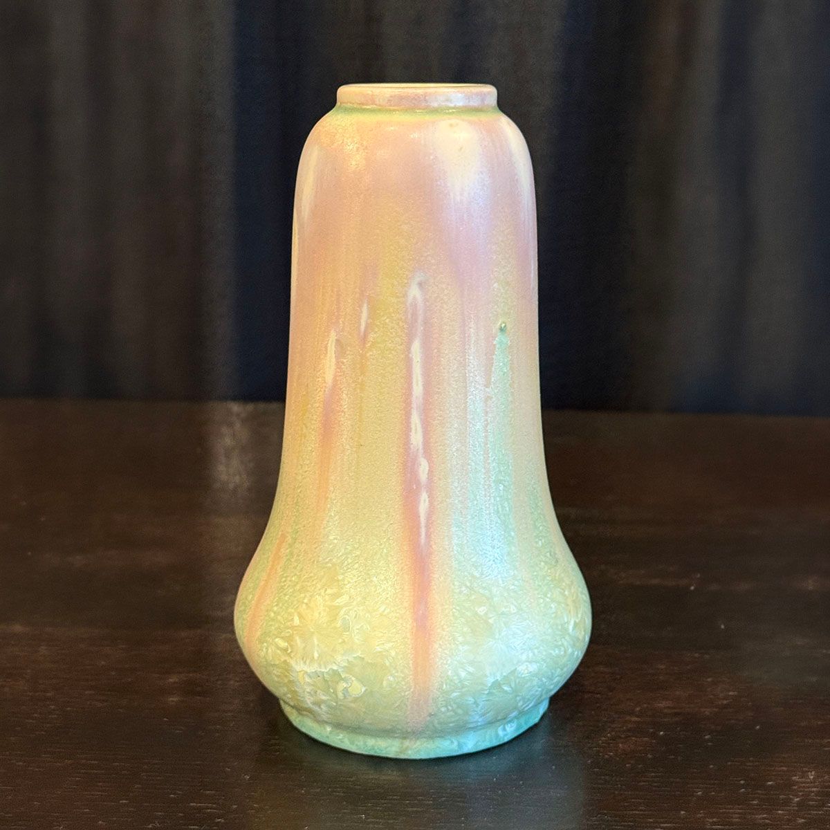 Thomas Gotham Semi-Matte Green Crystalline Vase c1920s