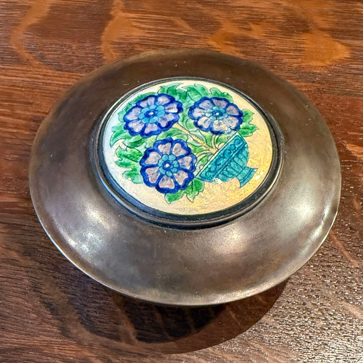 Gertrude Twichell - Boston Society of Arts & Crafts Hammered Copper & Enamel Covered Bowl c1910s