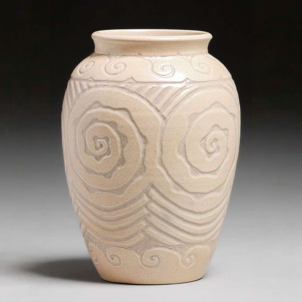 Arthur E. Baggs Hand-Carved Geometric Vase 1929