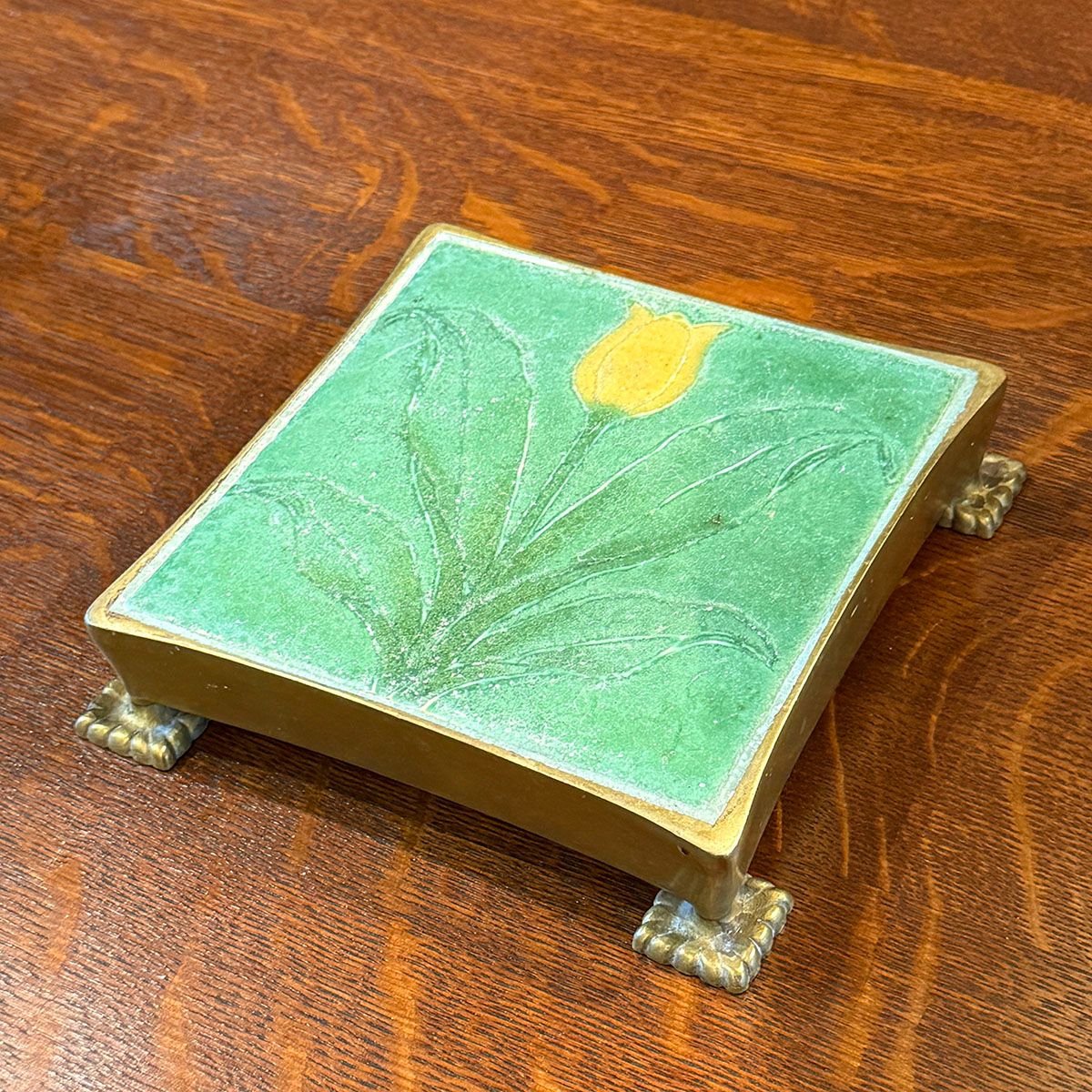 Tiffany Framed Grueby Trivet Tile c1905