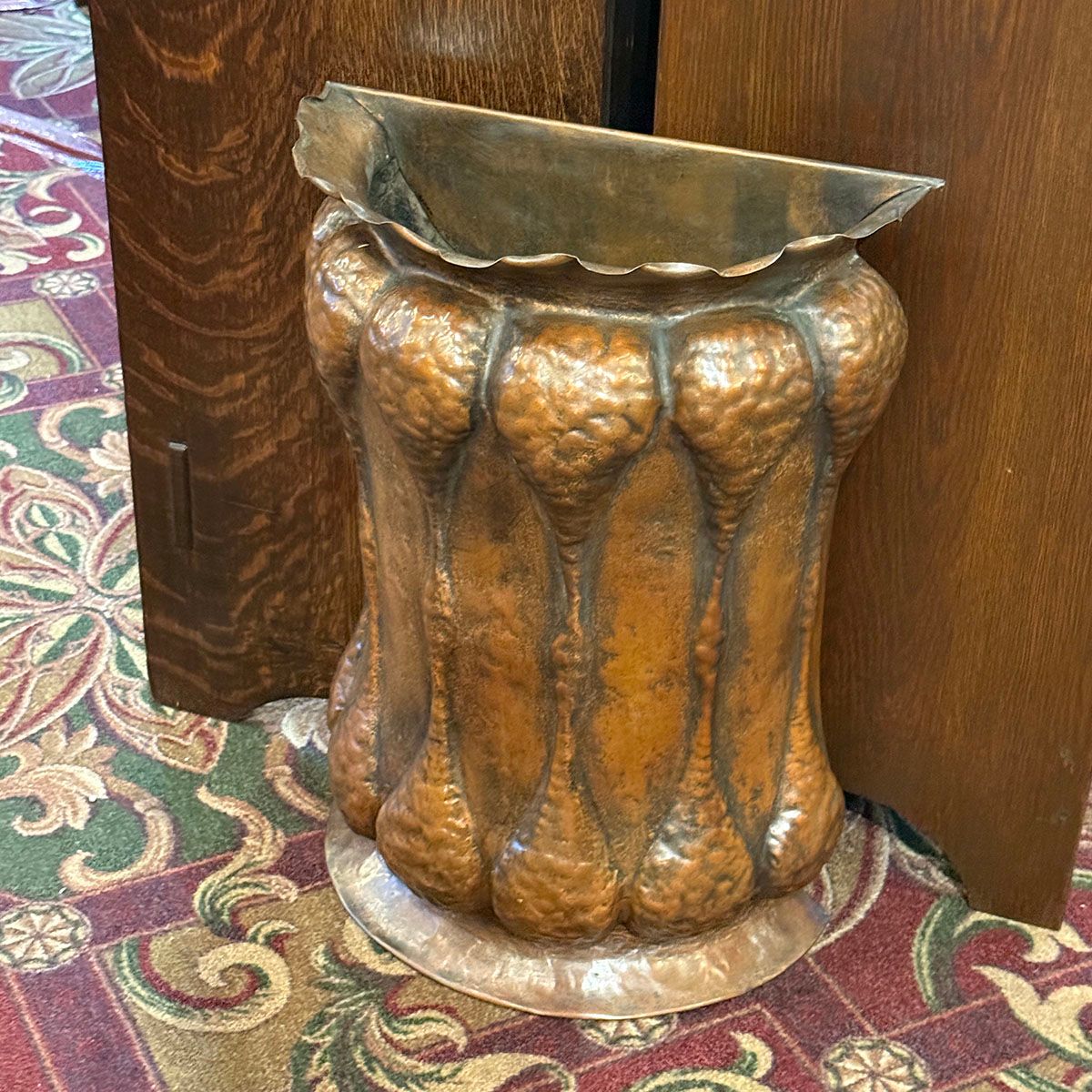 California Arts & Crafts Hammered Copper "Warty" Umbrella Stand c1910