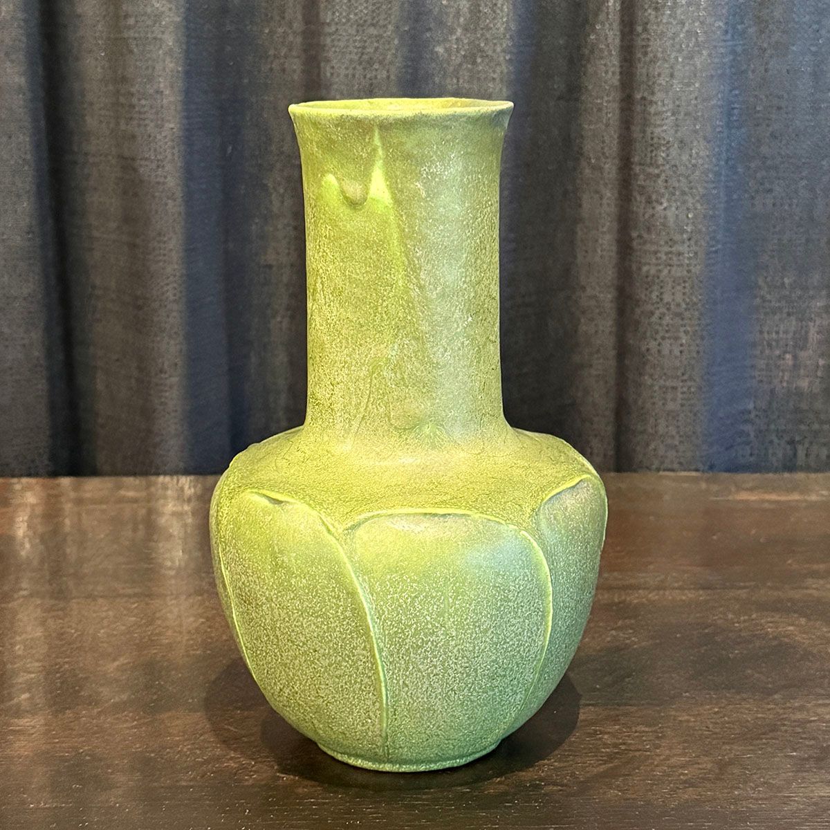 Grueby Pottery Matte Green Overlapping Leaves Vase c1905