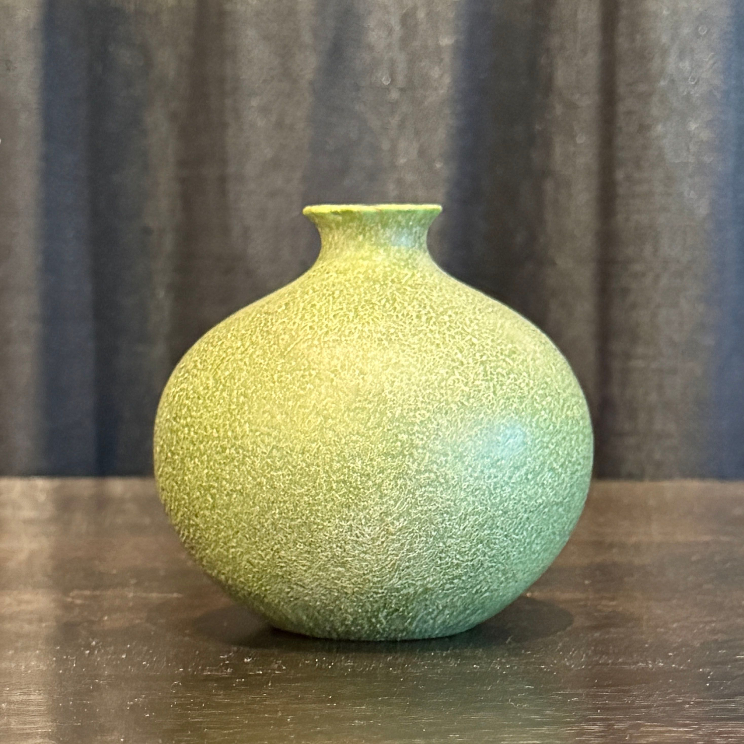 Grueby Pottery Spherical Matte Green Vase c1905
