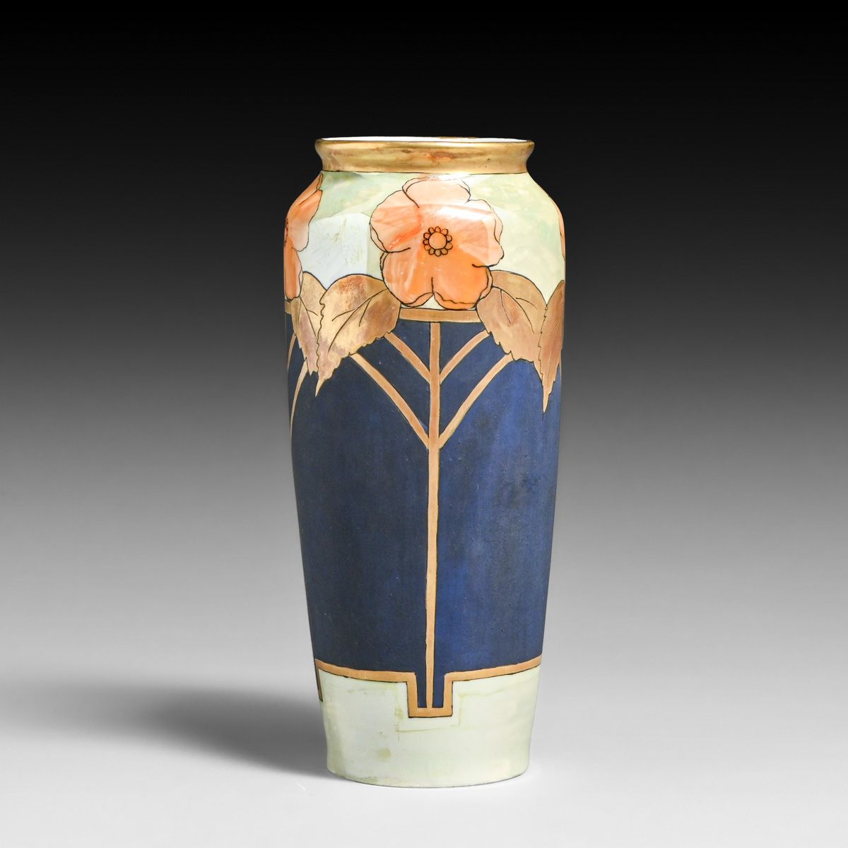 American Arts & Crafts Hand-Decorated Carl Tielsch & Co Porcelain Vase 1918