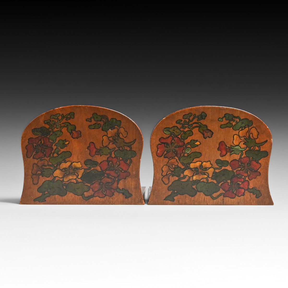 Mathews Furniture Shop - Arthur & Lucia Mathews - attributed Hand Painted Mahogany Bookends c1910s