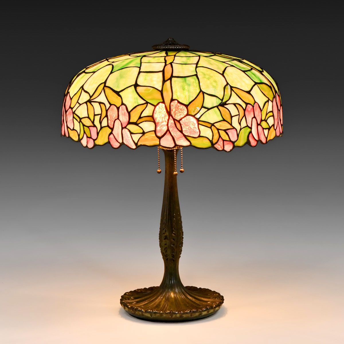 J.A Whaley Co - New York Floral Leaded Glass Lamp c1910
