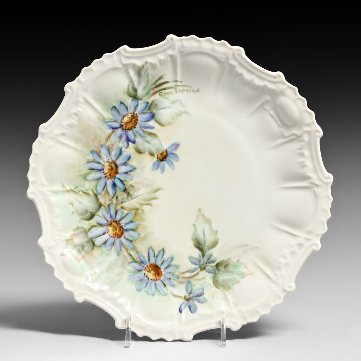 Edna Boies Hopkins (1872-1937) Hand Decorated Bavarian Porcelain Plate c1910