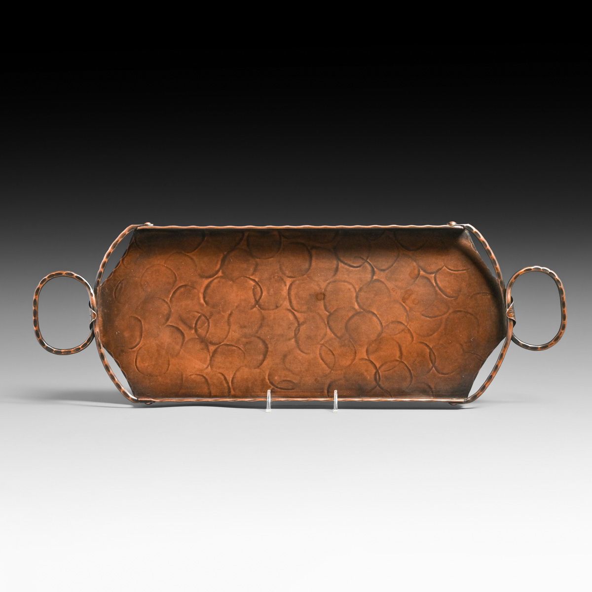 Craftsman Studios - Laguna Beach, CA #944 Hammered Copper Two-Handled Tray c1930s