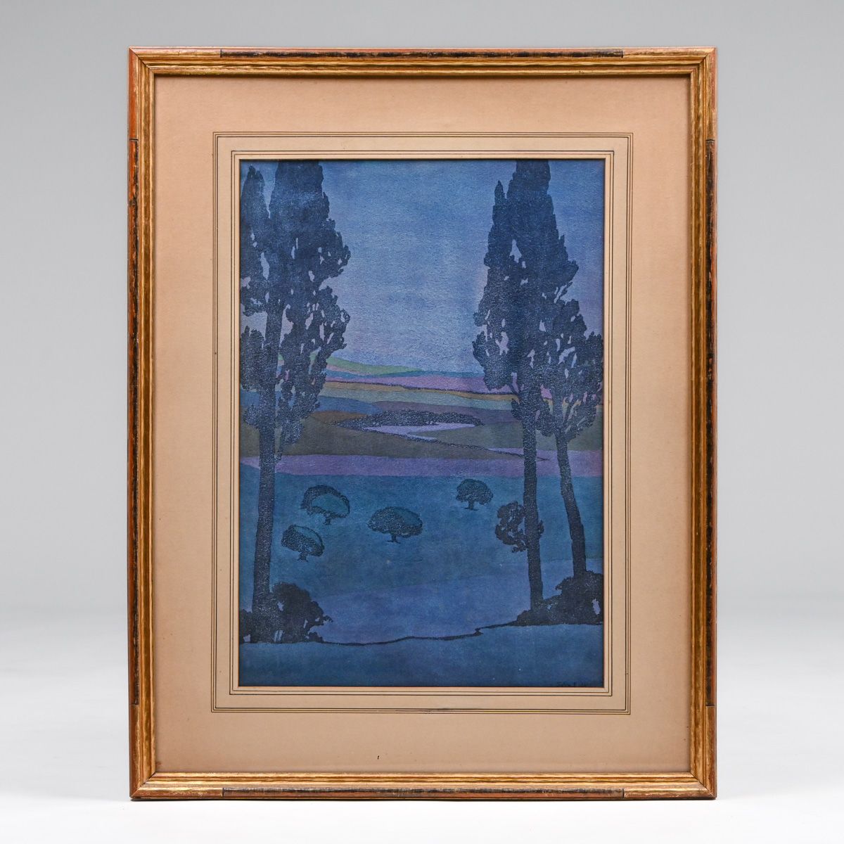John Eddy Large Format Color Woodcut c1910s