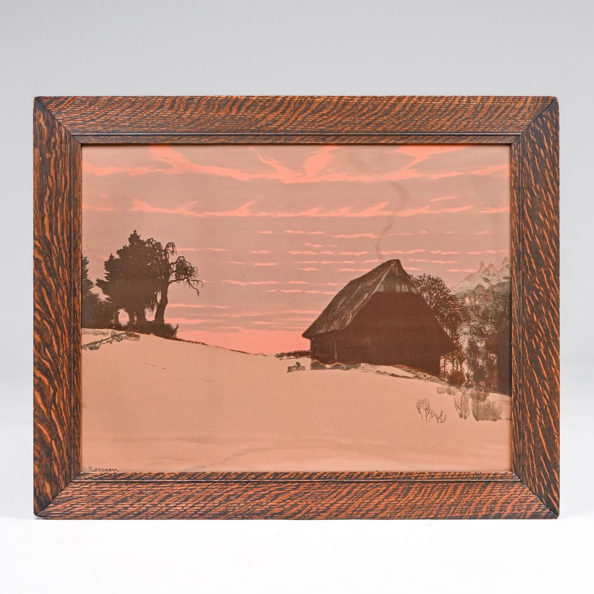 Gustav Kampmann (1859–1917) COlor Lithograph "Abendrot" (Afterglow) c1905