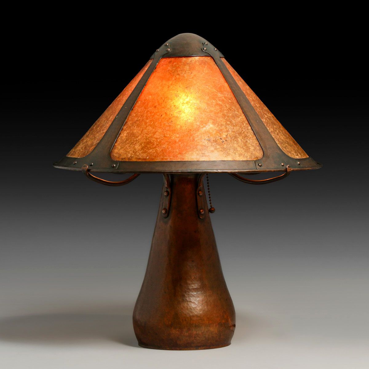 Dirk van Erp Hammered Copper & Mica Lamp c1911-1912
