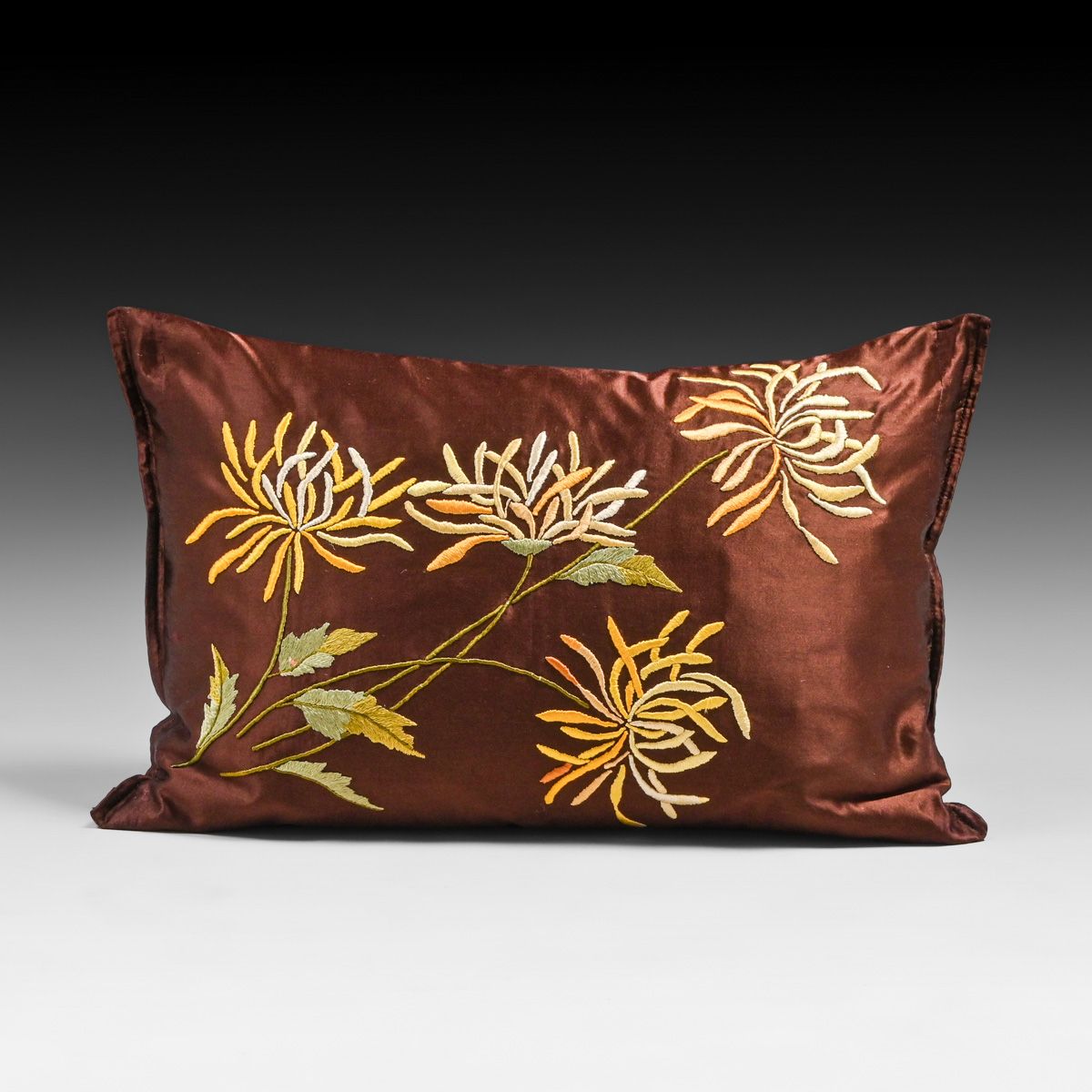 Arts & Crafts Period Hand-Embroidered Silk Pillow c1910