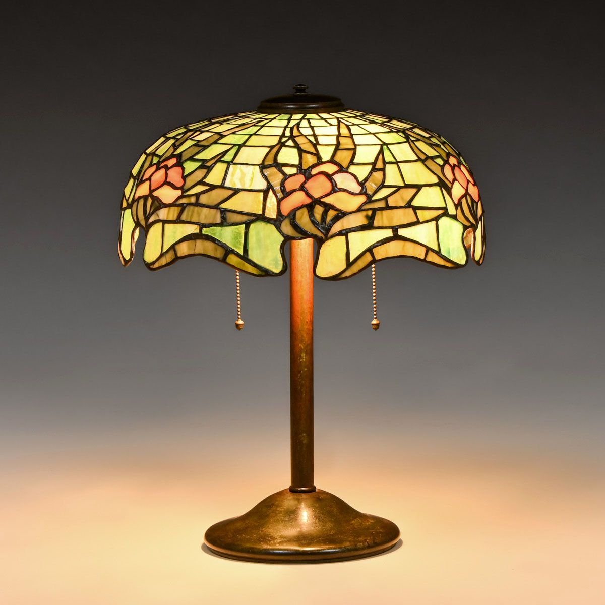 Riviere Studios Leaded Glass Floral Lamp c1910