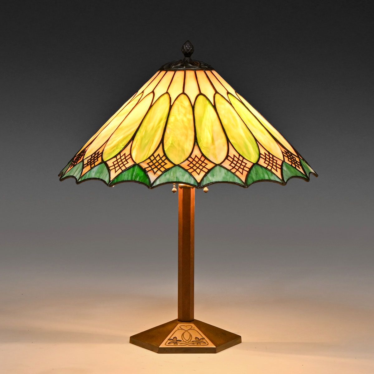 Bradley & Hubbard Leaded Glass Geometric Lamp c1910