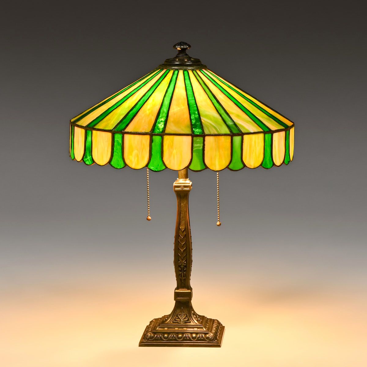 Wilkinson Green Geometric Leaded Glass Lamp c1910