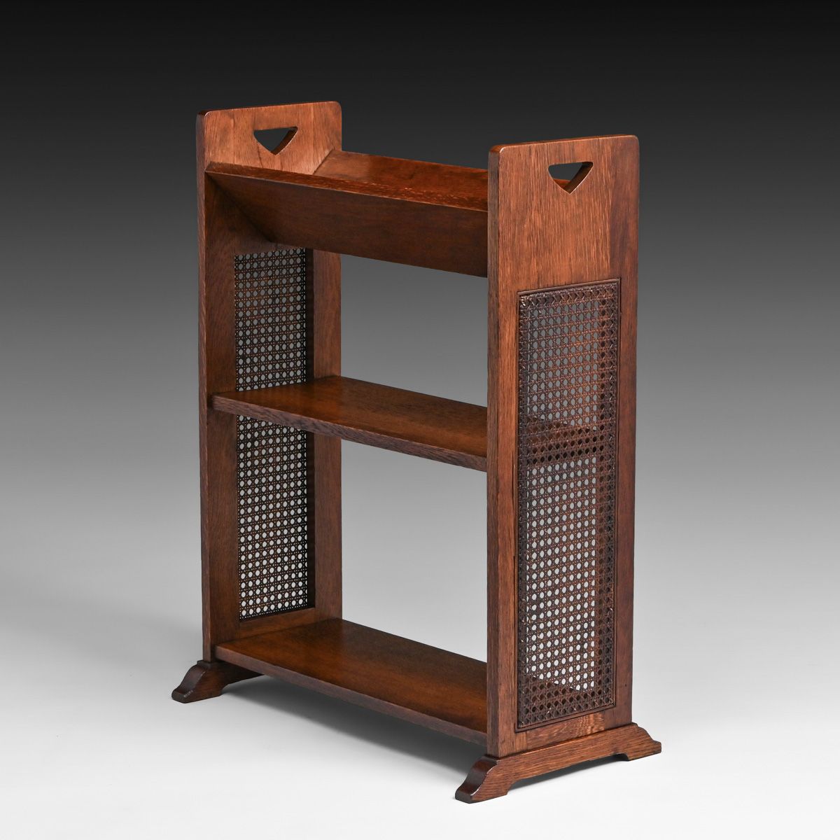 Stickley Brothers Prairie School Oak & Cane Book Trough c1910