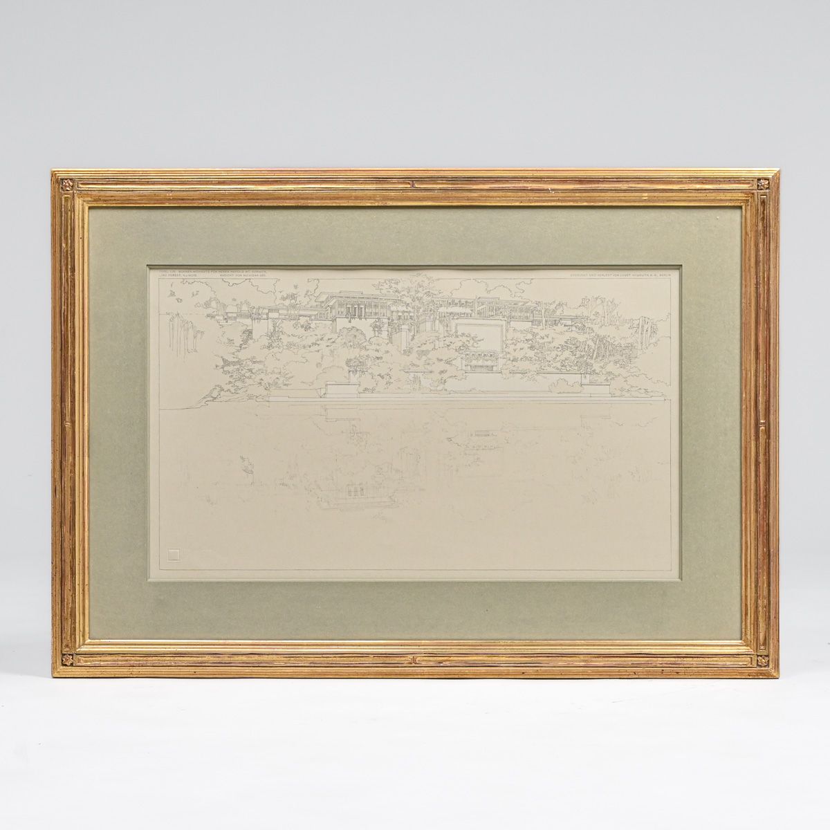 Frank Lloyd Wright Wasmuth Portfolio Litho Summer Residence for Harold McCormick, View from Lake Michigan, 1910