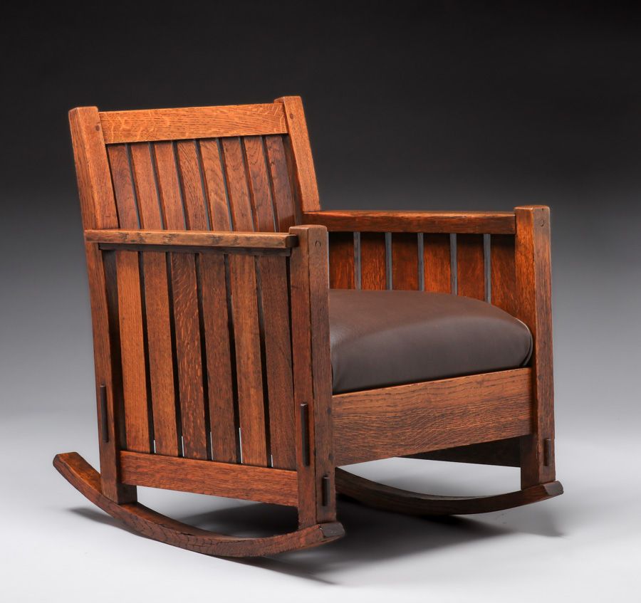 L&JG Stickley #409 Slatted Cube Rocker c1908-1912
