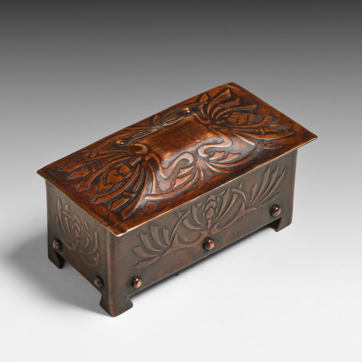 The Art Crafts Shop - Buffalo, NY Acid-Etched Stamp Box c1905