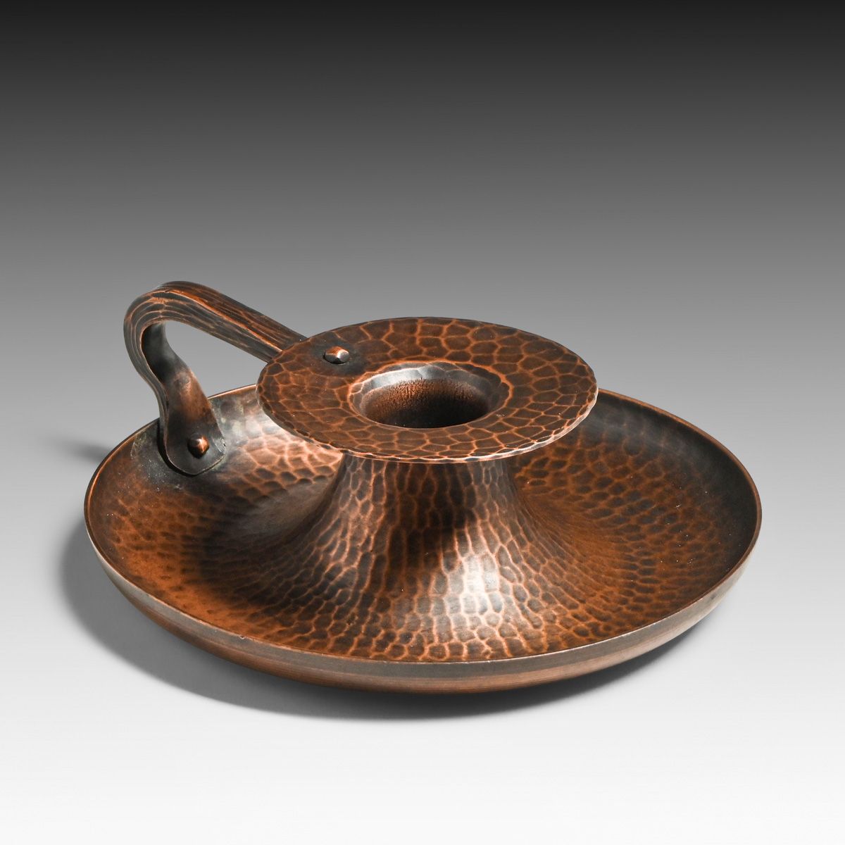 Roycroft Hammered Copper One-Handled Candlestick c1920s