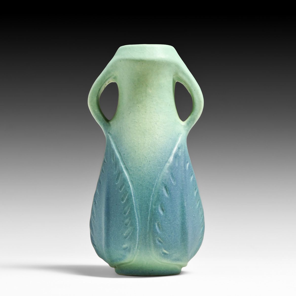 Van Briggle #860 Matte Blue Two-Handled Vase c1922-1926