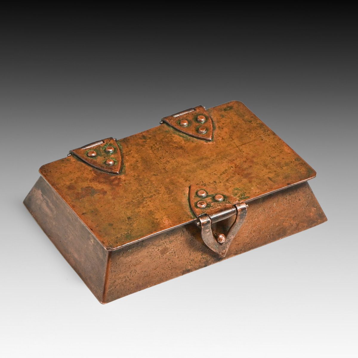 Arts & Crafts Period Copper Strap-Hinge Box c1920