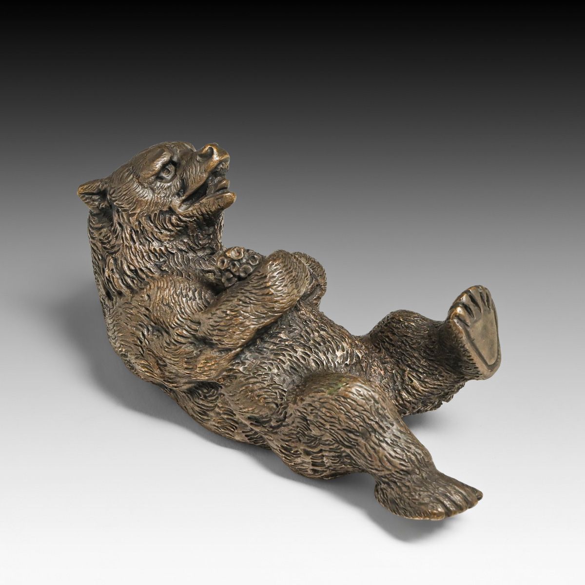 Arts & Crafts Period Bronze Reclining Bear Paperweight c1900s