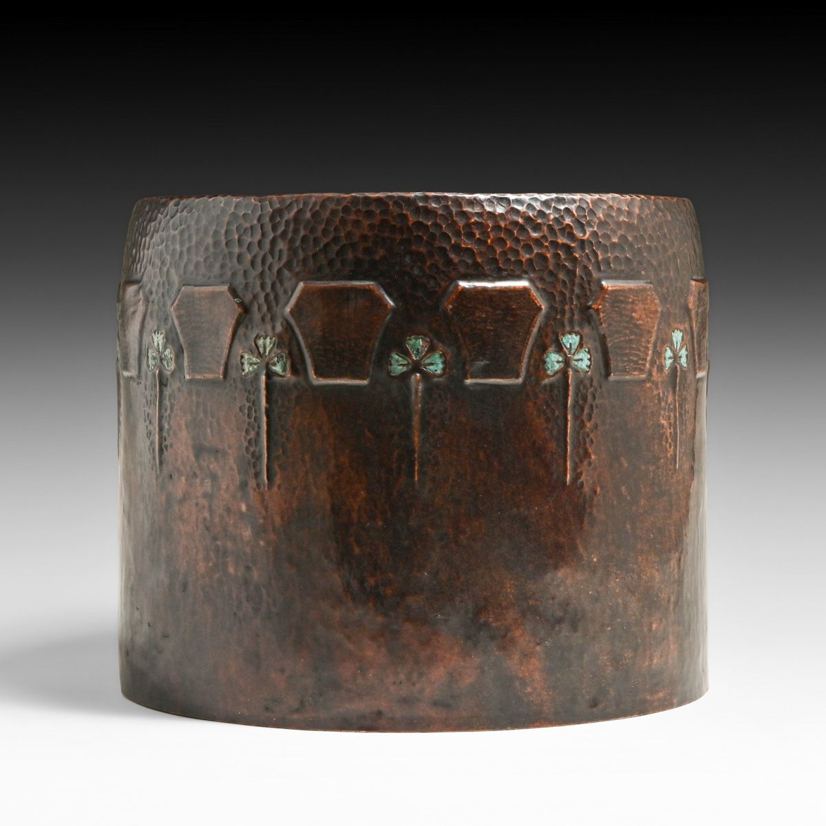 Ludwig Vierthaler Hammered Copper & Enamel Jardiniere c1905