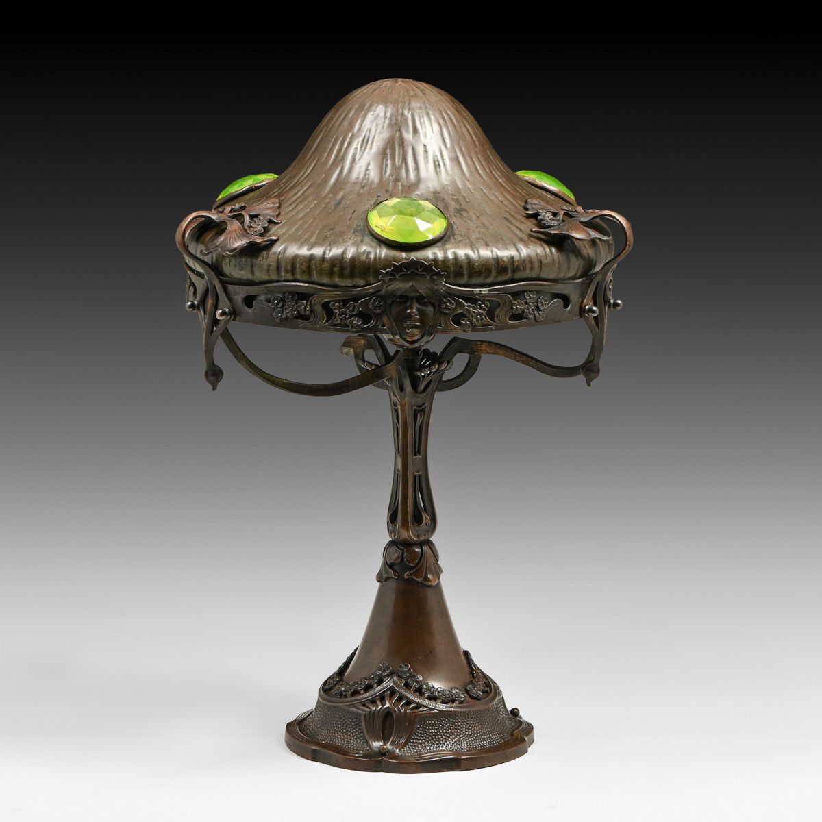 Austrian Art Nouveau Bronze "Jeweled" Table Lamp c1900s