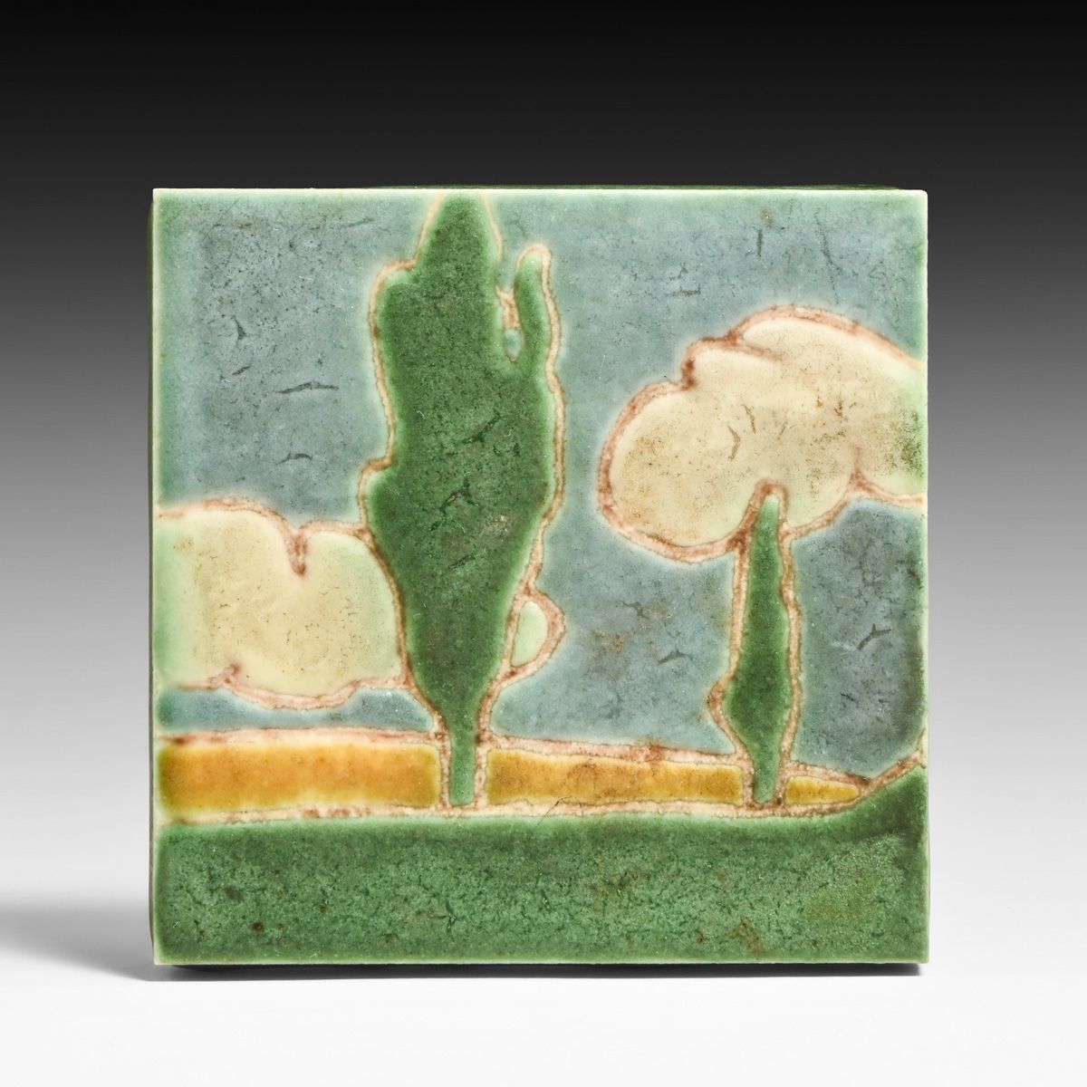 Grueby – Pardee Tile Works Landscape Tile c1917-1920