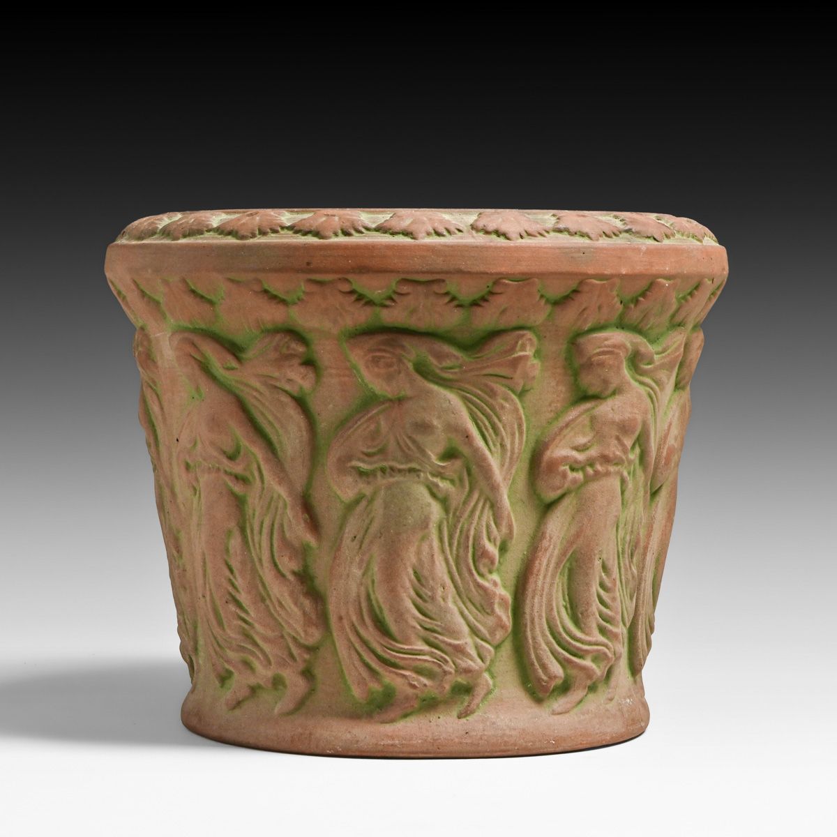 Peters & Reed Moss Aztec Dancing Nymphs Jardiniere after 1912