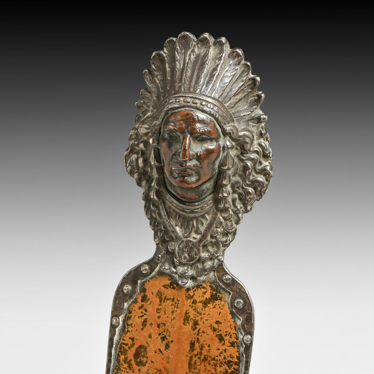 Joseph Heinrichs Native American Motif Sterling Silver & Copper Paper Knife c1905