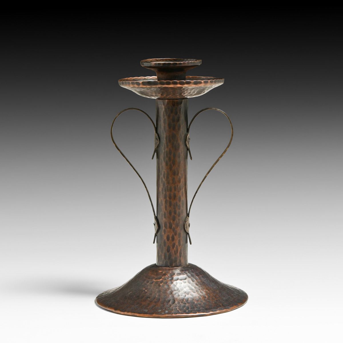 Benedict Studios Hammered Copper Candlestick c1910