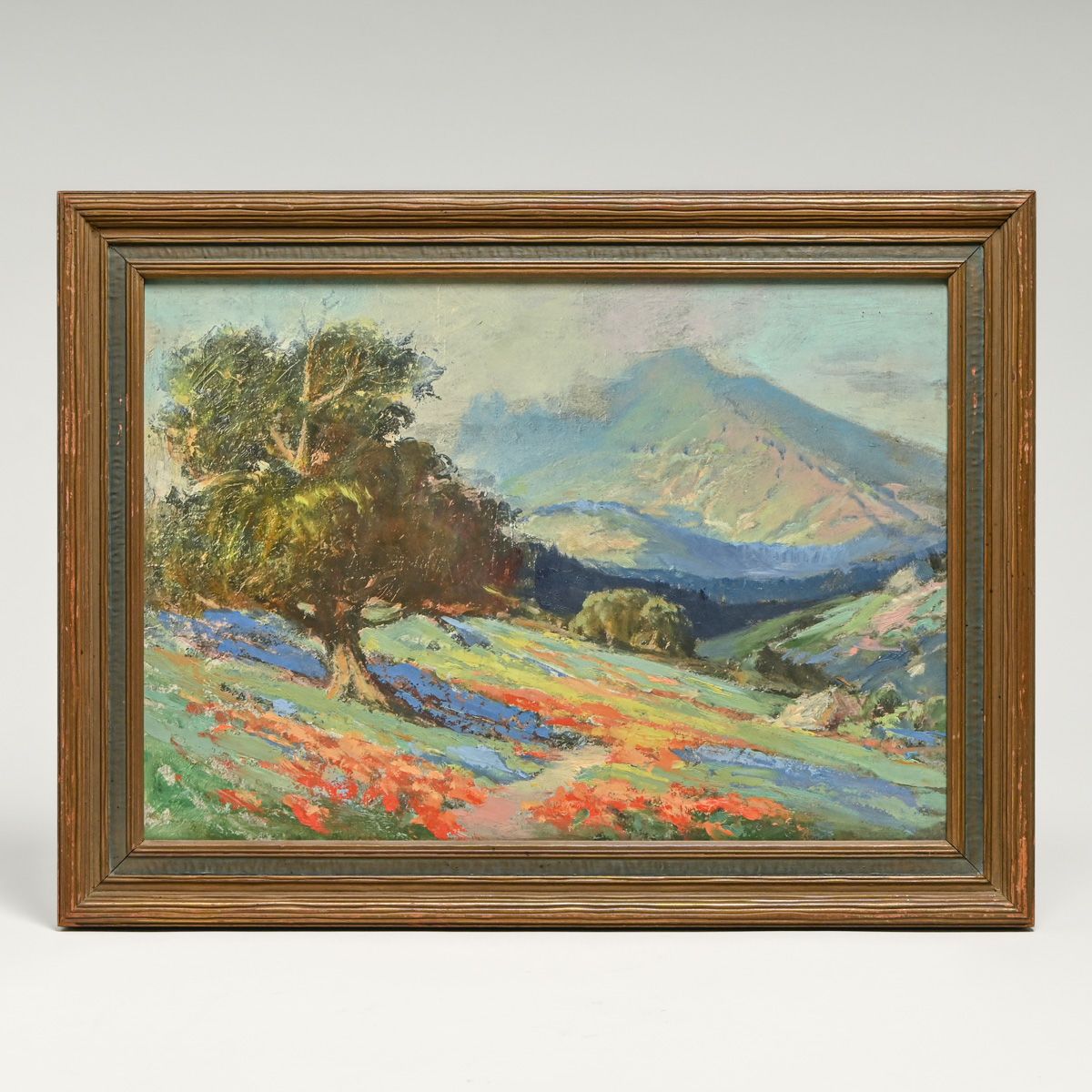 Arthur Best (1859-1935) San Francisco & Mt Tamalpais Wildflower Painted Photographic Print c1910