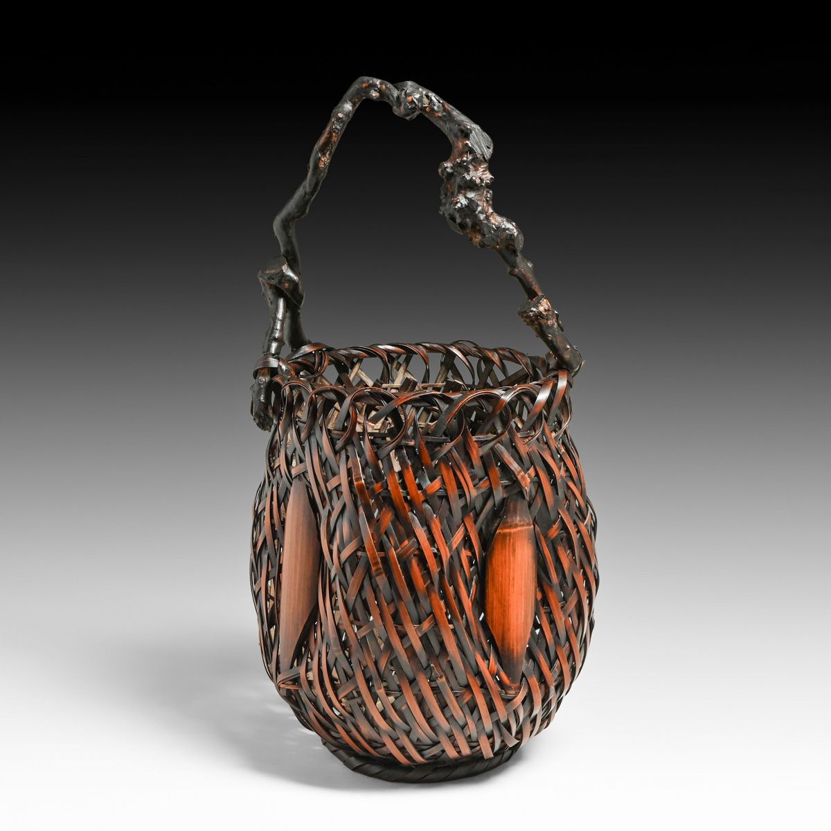 Important Japanese Bamboo Ikebana Basket c1910