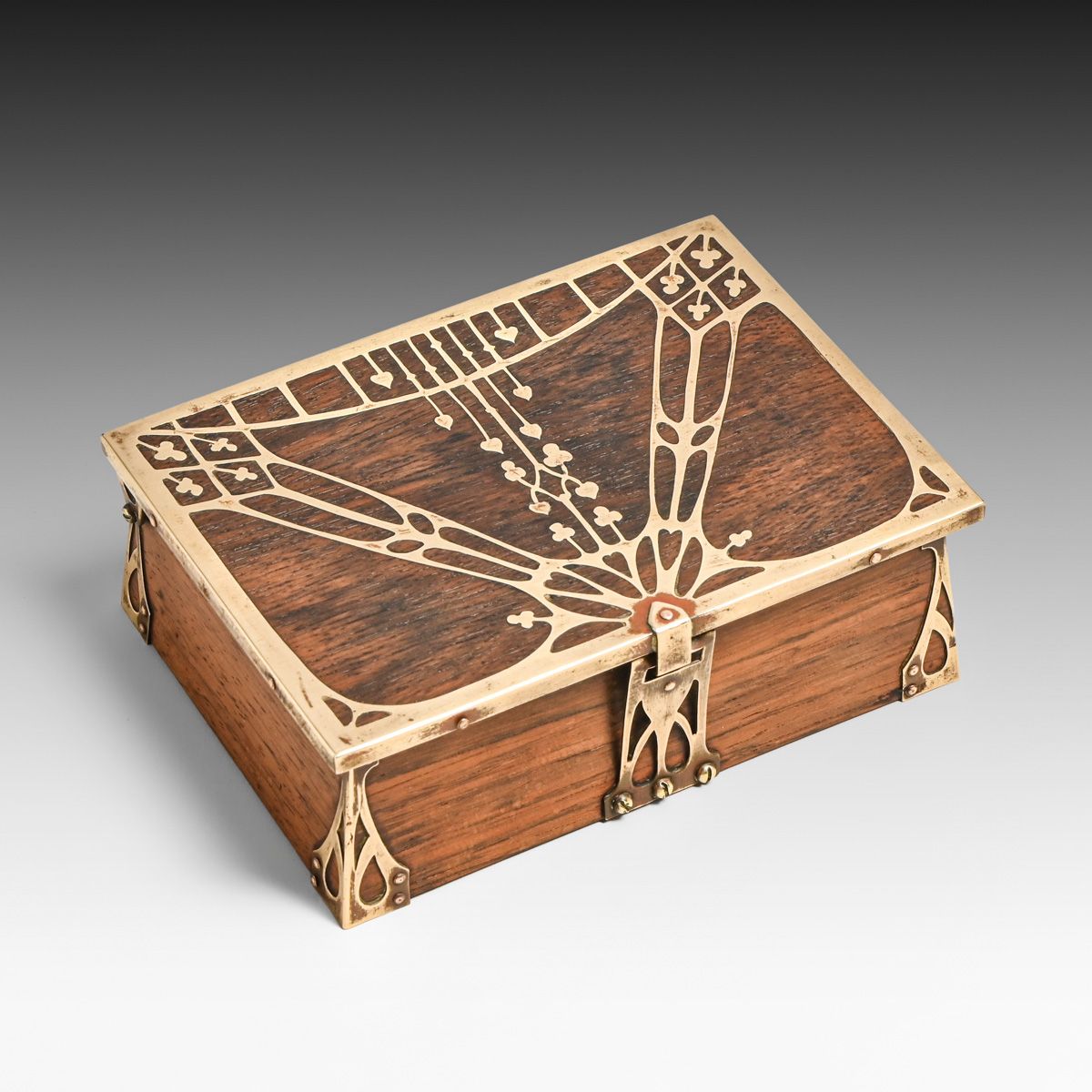 Erhard & Sohne – German Art Nouveau Secessionist  Mahogany & Brass Box c1905